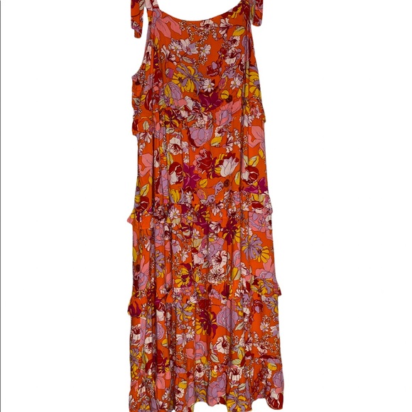 Brand New! Ivy Street Orange Multi Tiered dress with Ties at Shoulder Size 3X - Picture 7 of 11